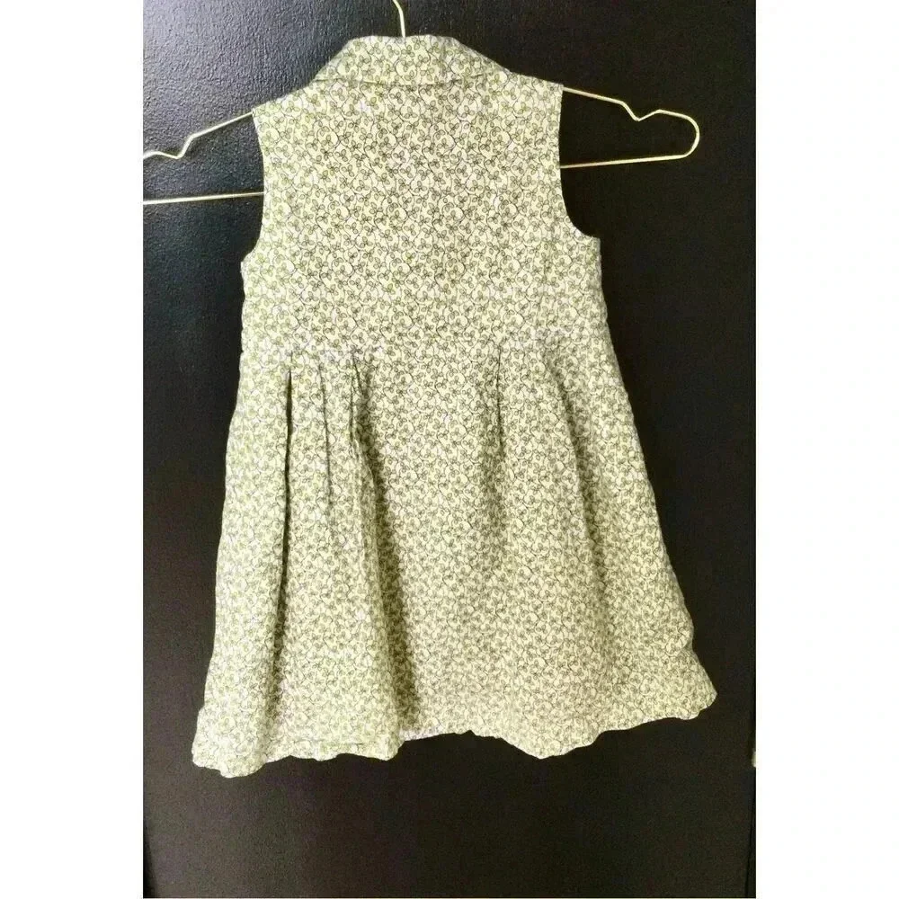 Baby Gap Toddler Green Leaf Print Lined Sleeveless Casual Summer Dress‎ Size 5T